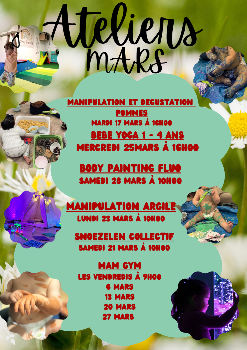 Planning ateliers parent-enfant de mars 2026 à Six fours les plages