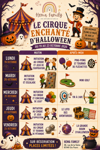 Stages vacances pour enfants toussaint 2026
