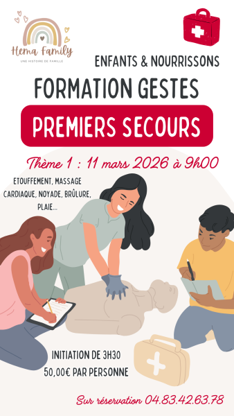 Formation gestes premiers secours pour enfants et nourrissons près de Toulon