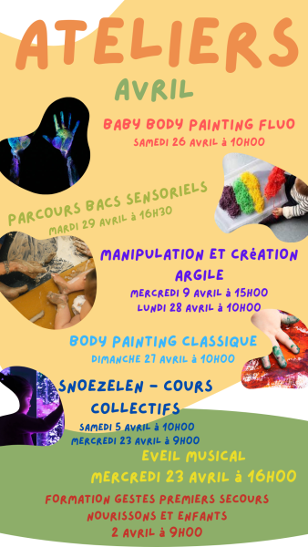 Planning ateliers parent-enfant avril 2025 à Six fours les plages